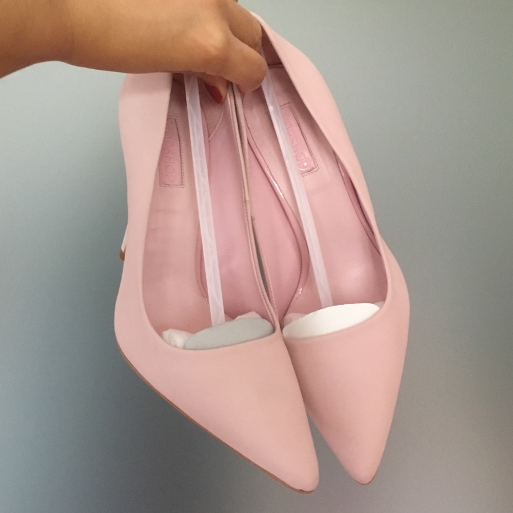Brand New Pink Leather Heels by Topshop